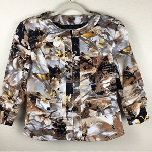 Coldwater Creek Women's Zip Front Floral Jacket 3/4 Sleeve Size 10 Petite